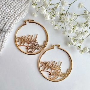NWOT Gold Hoop Wild Girl Earrings